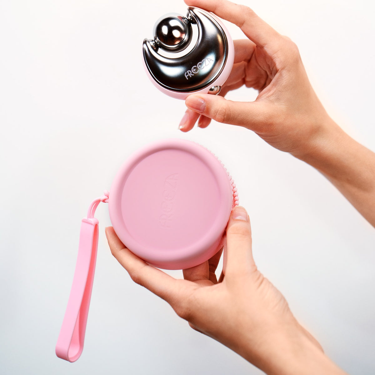 Facial Cryo Globes with their pink travel case