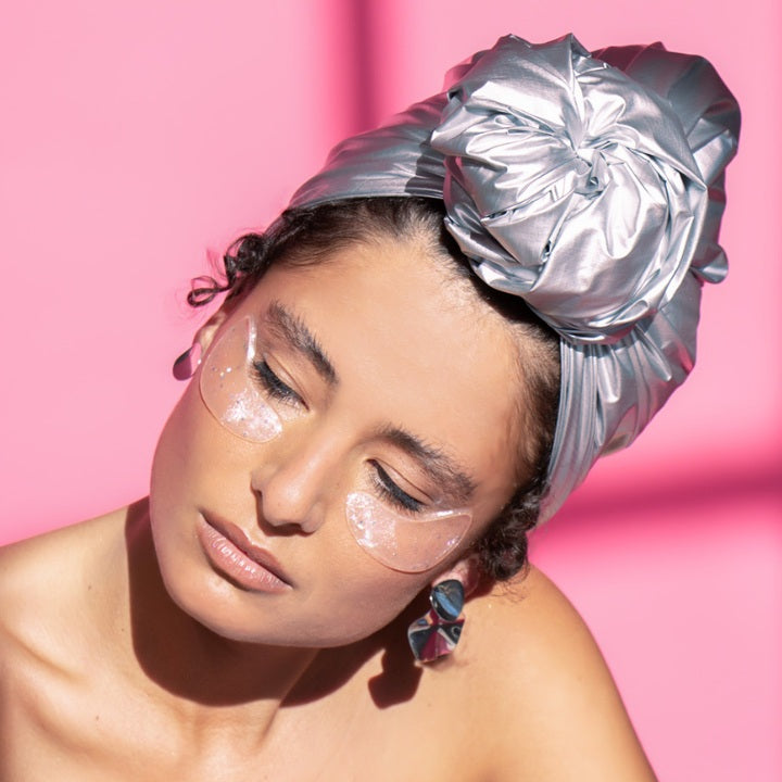 Eye and Lip Masks – Glitter – silver turban